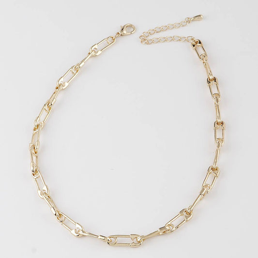 Gold Simple Safety Pin Chain