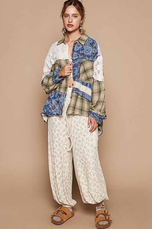 Olive & Blue Lace Flannel