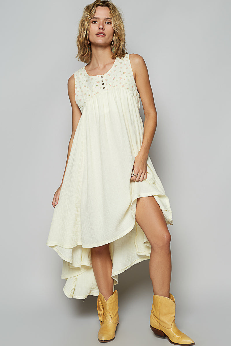 Floral & Cream Hi Low Dress