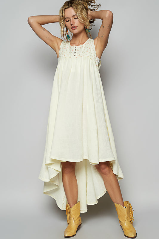 Floral & Cream Hi Low Dress