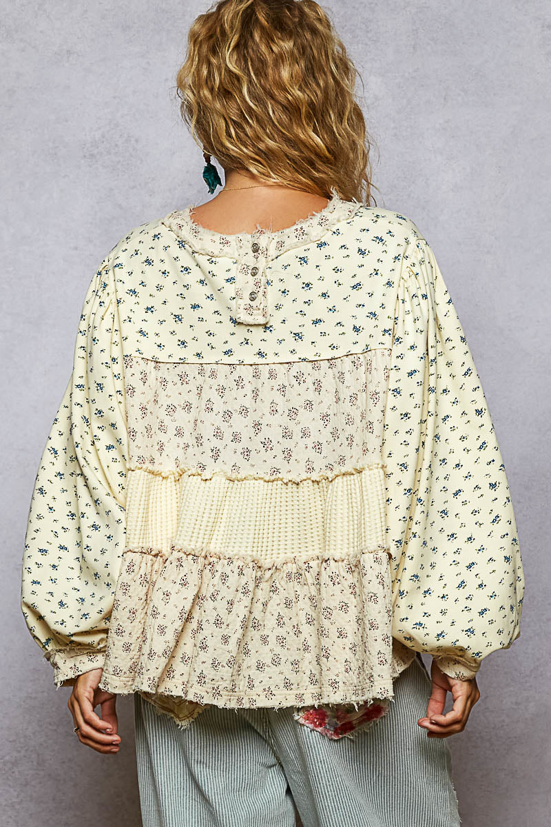 Floral & Cream Balloon Sleeve