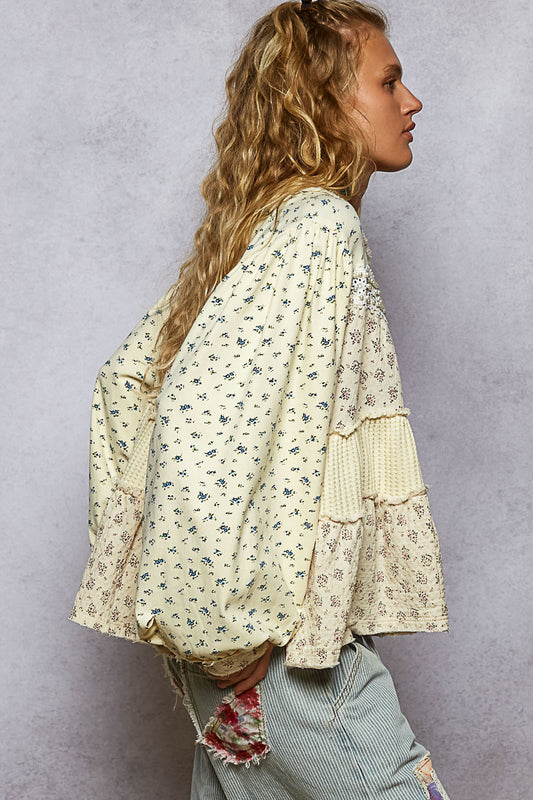 Floral & Cream Balloon Sleeve