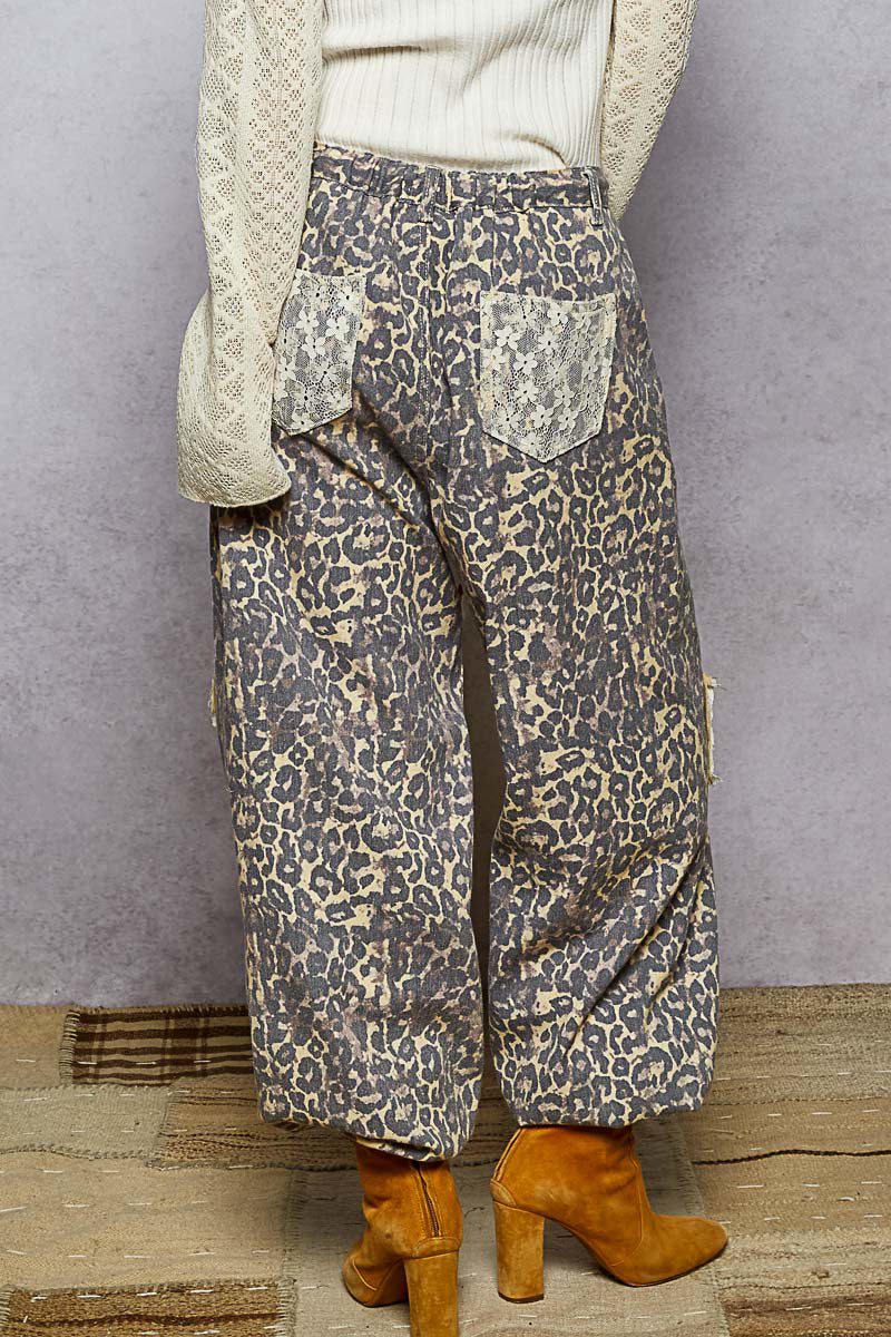 Tan Leopard Twill Pants