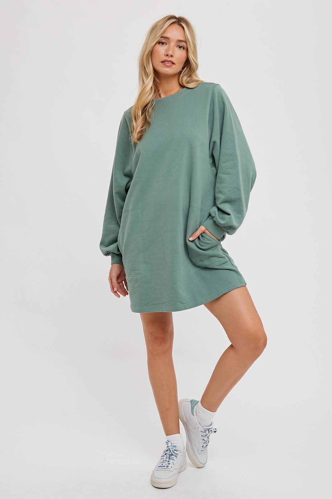 Fern Green French Terry Mini Dress