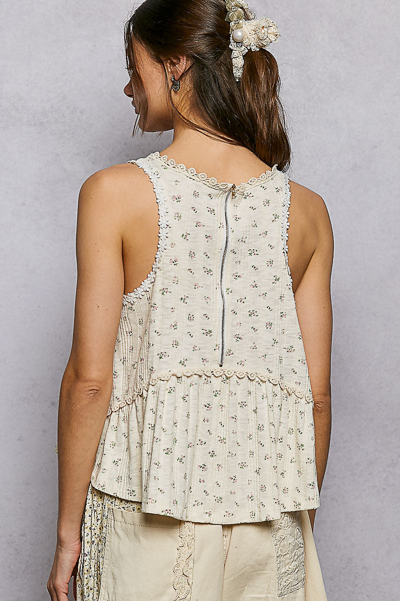Cream Floral Tank