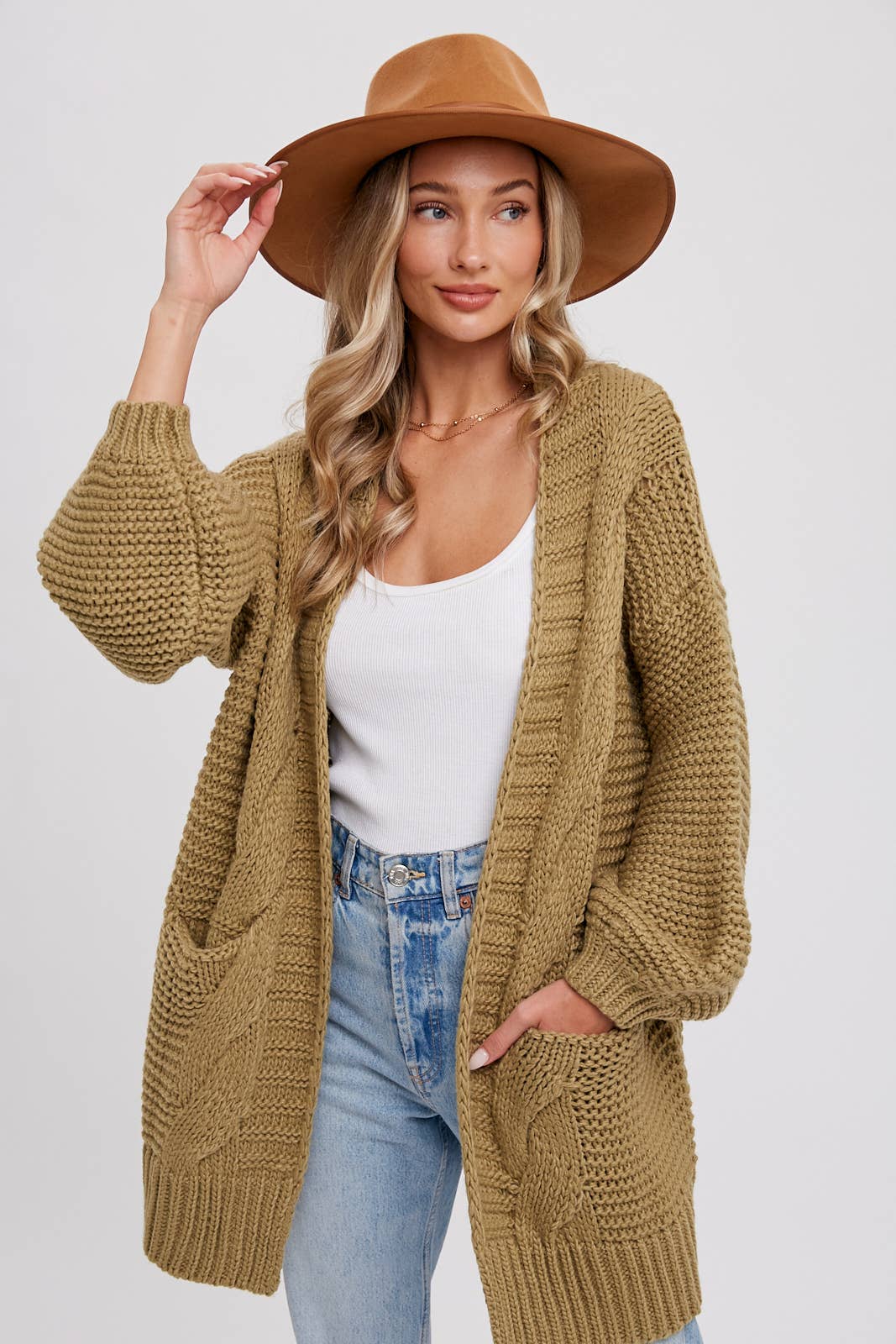 Olive Chunky Cardigan
