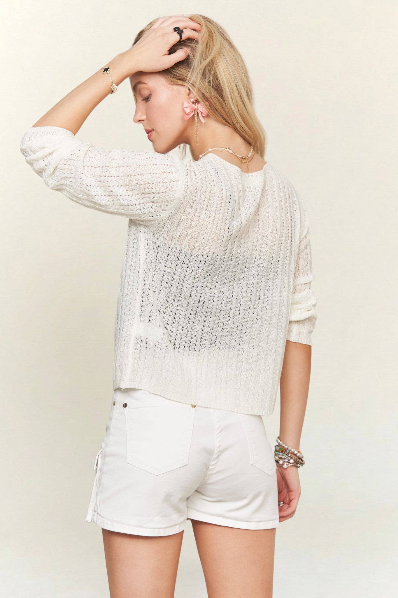 Off White Knit Button Up