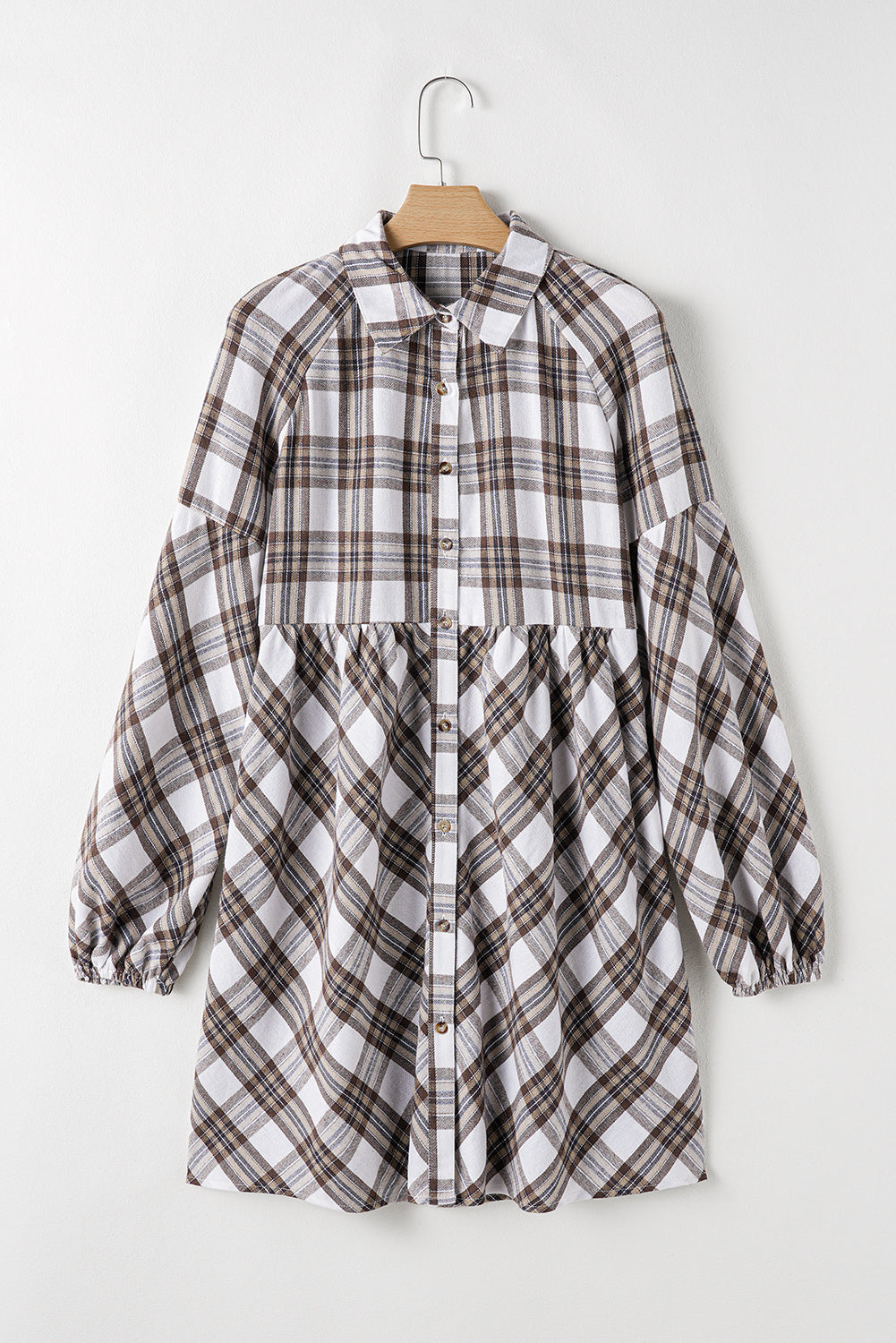 White Plaid Shirt Dress