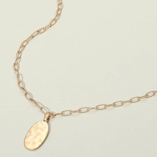 Gold Hammered Oval Pendant