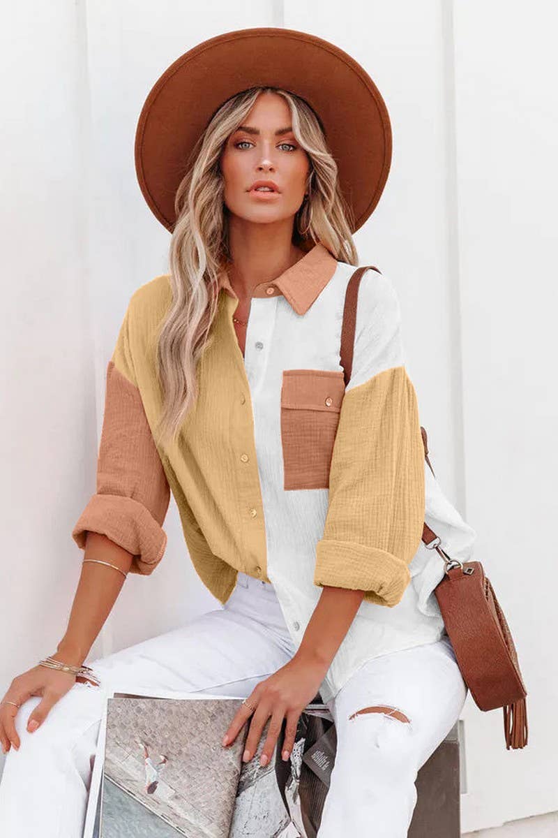 Yellow Color Block Long Sleeve
