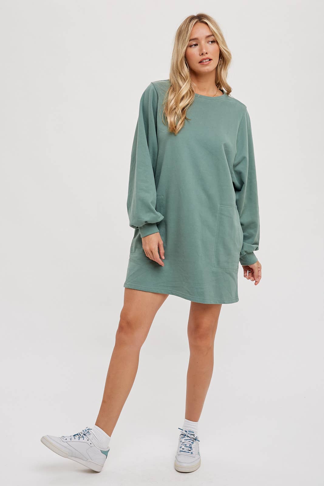 Fern Green French Terry Mini Dress