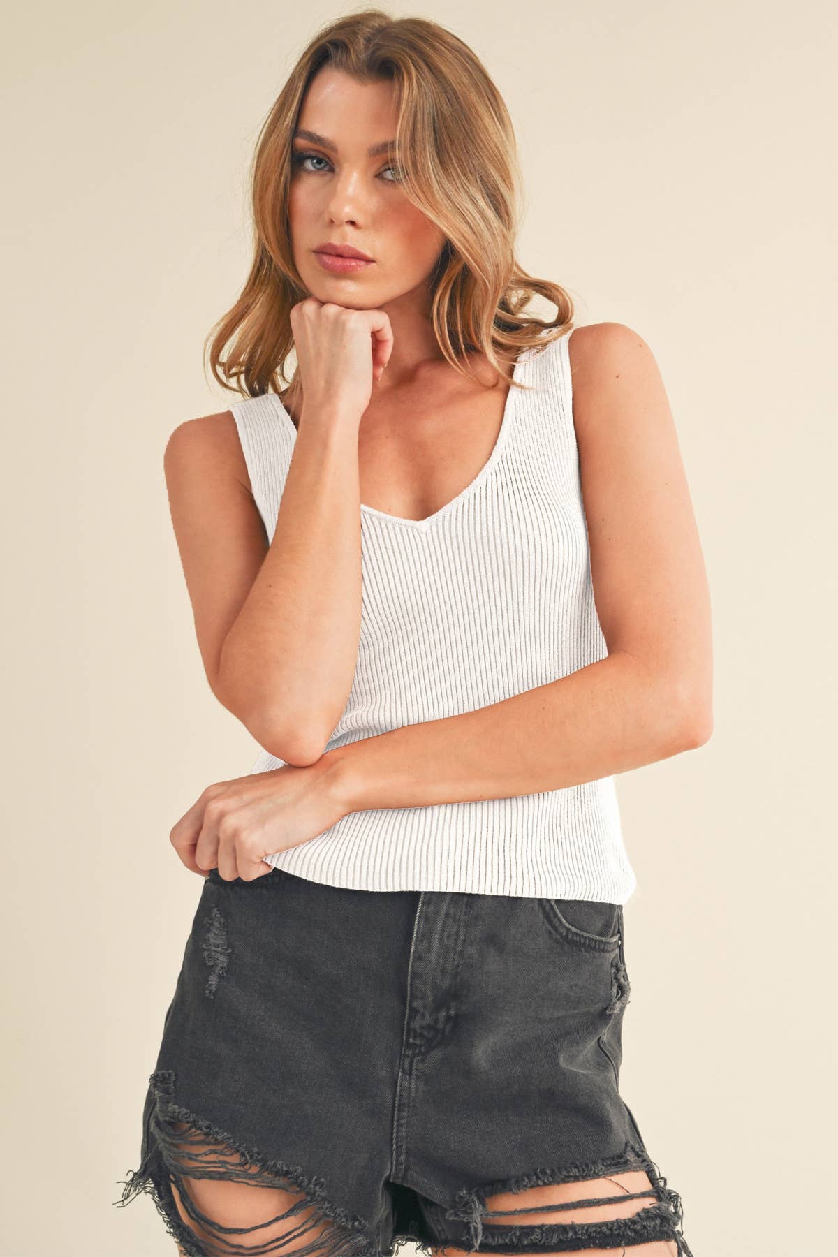 White Knit Tank