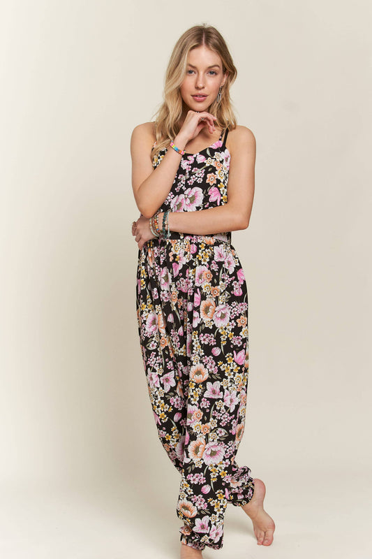 Black Floral Cami Jumpsuit