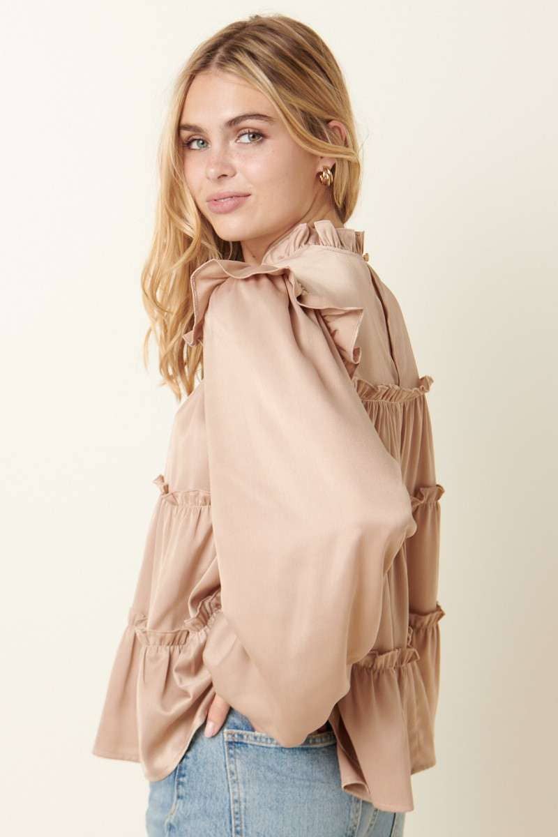 Stone Satin Tier Blouse