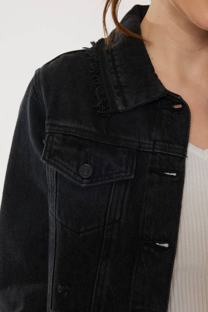 Black Fray Hem Jacket