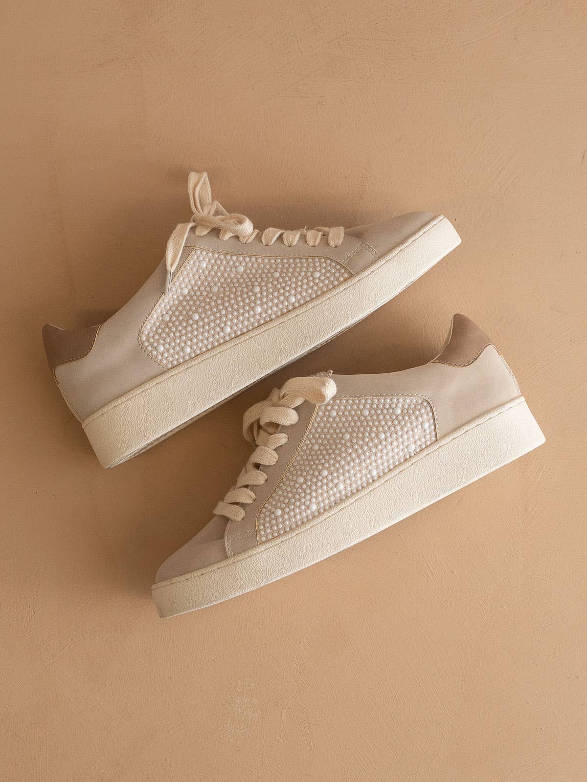 Pearl Studded Paneled Sneaker