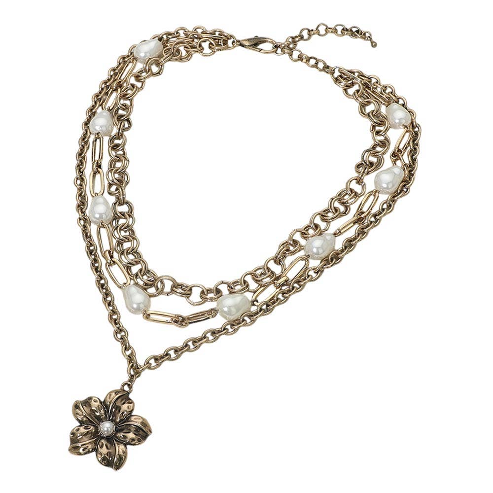 Flower Pearl Statement Necklace