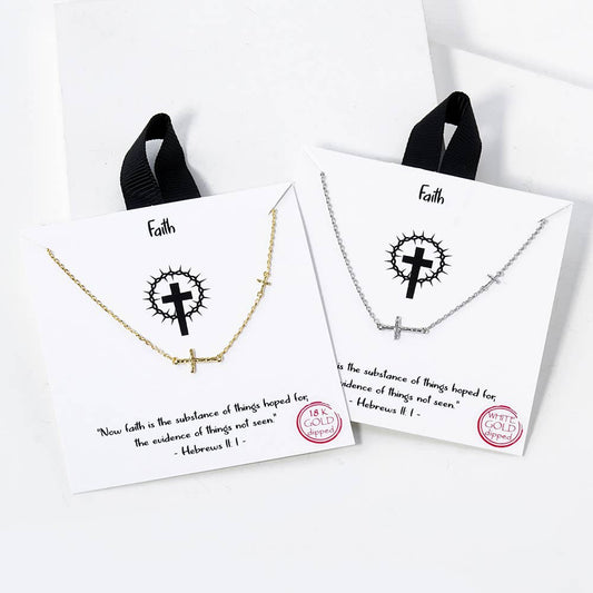 Gold-Dipped Two Cross Necklace