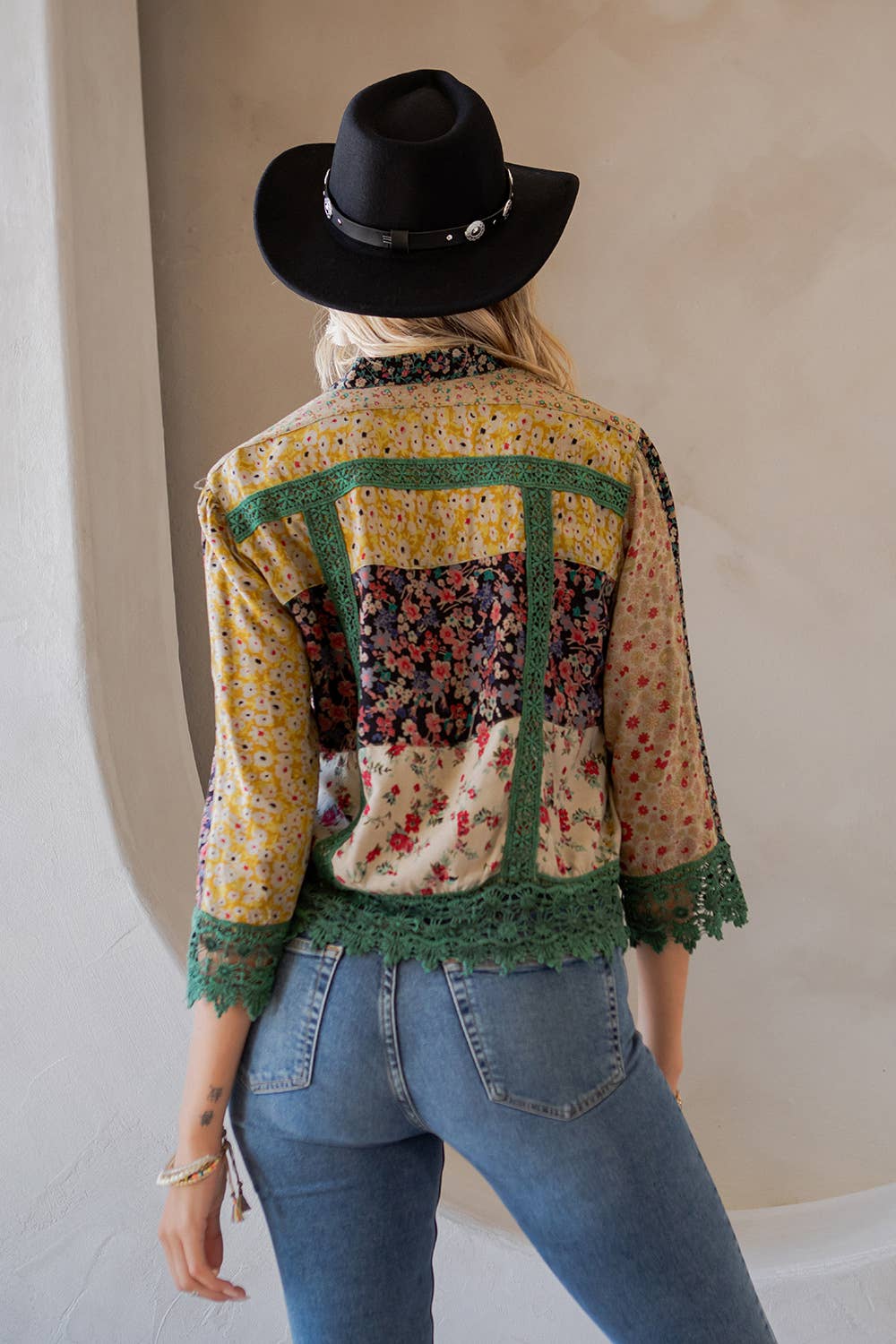 Earthy Boho Button Down Cropped Shirt (New Color): Chestnut / REGULAR (S-M-L-XL 1-2-2-1)