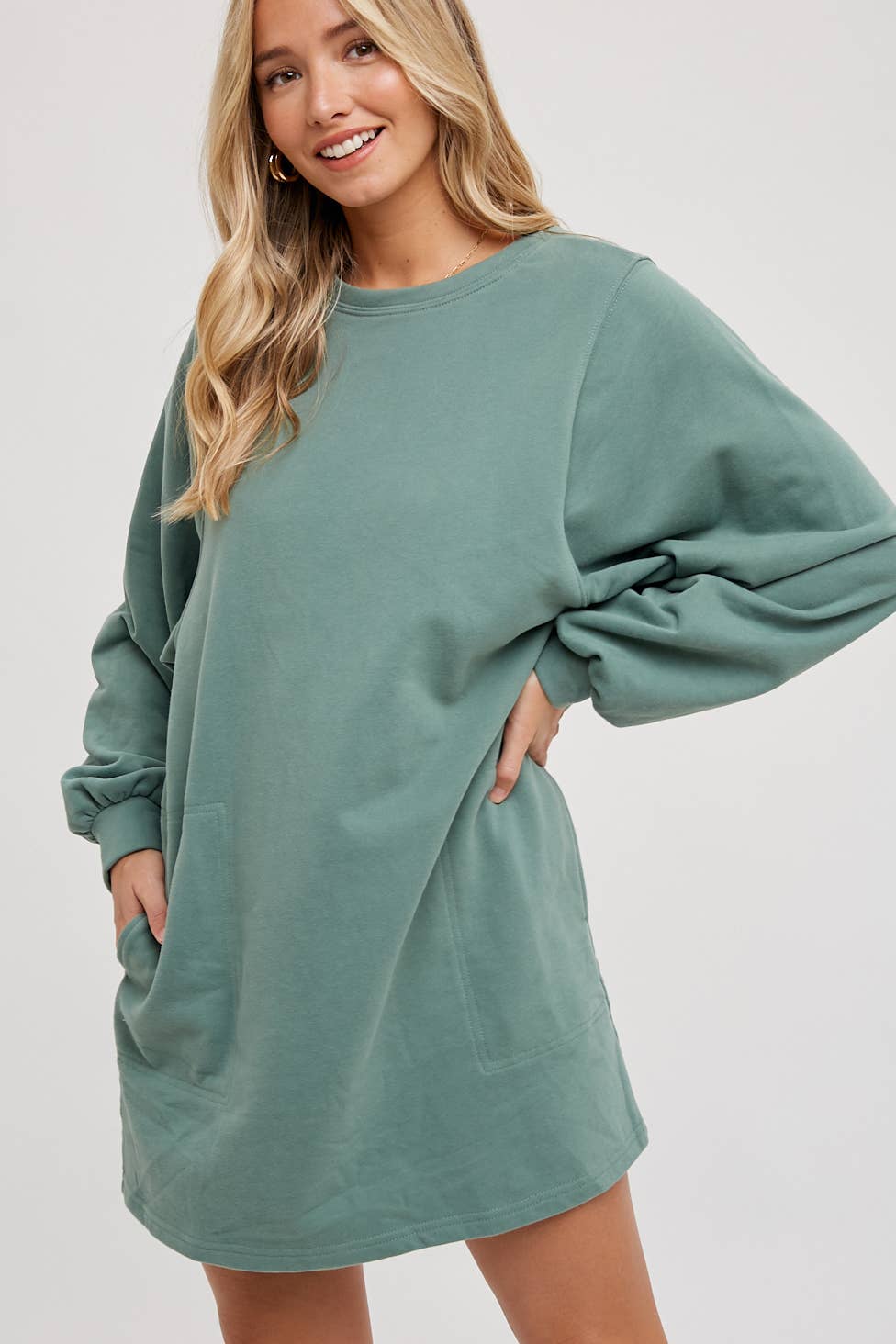 Fern Green French Terry Mini Dress