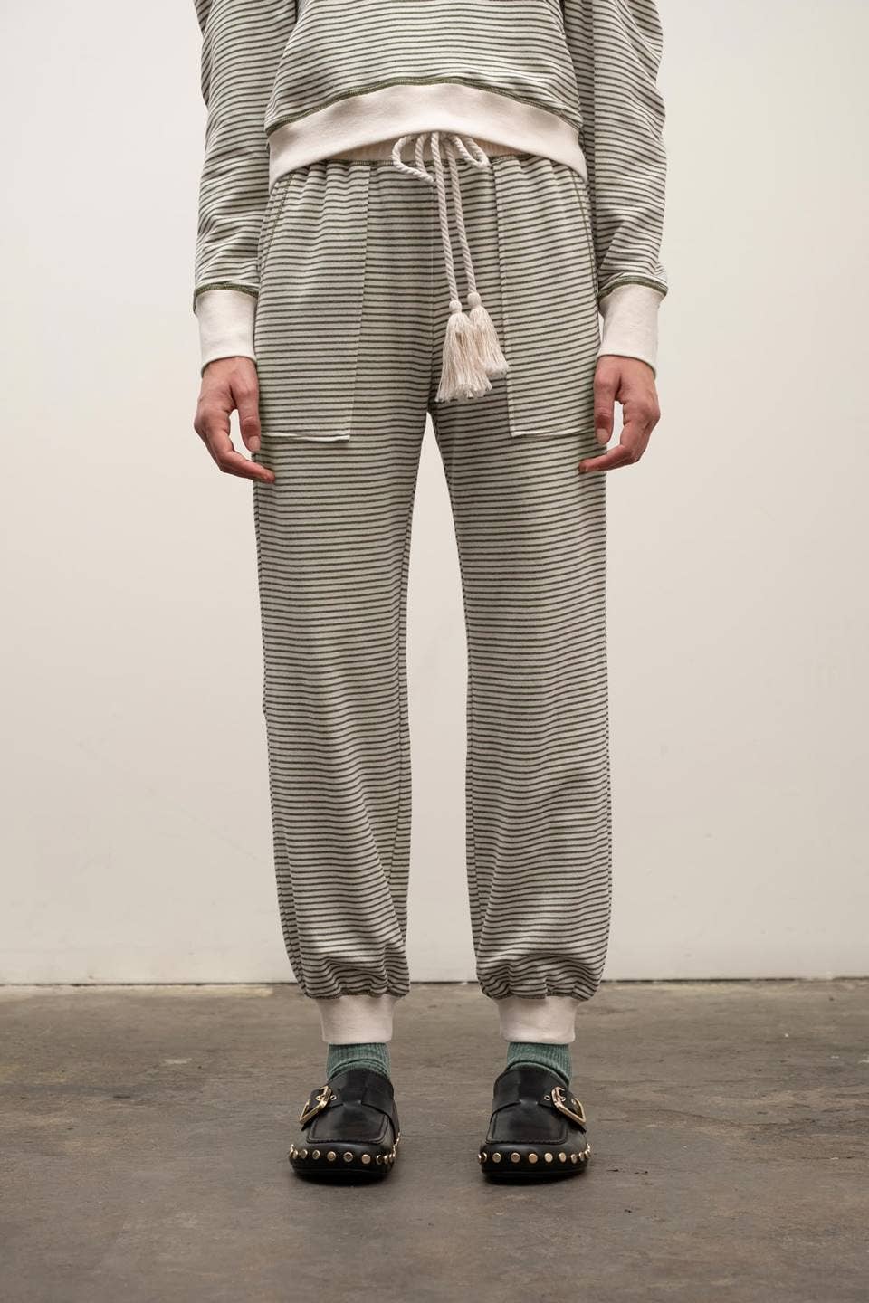 Olive Striped Contrast Set