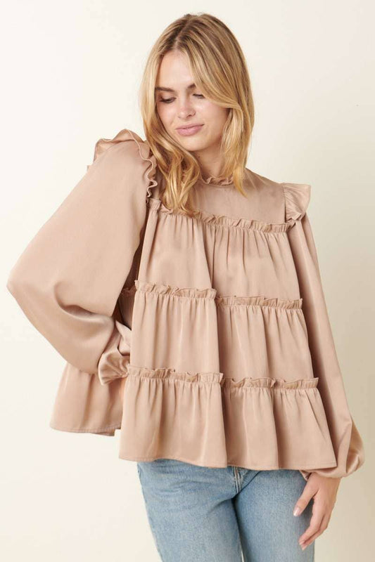 Stone Satin Tier Blouse