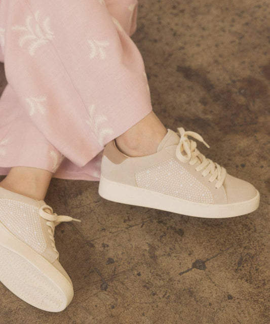 Pearl Studded Paneled Sneaker