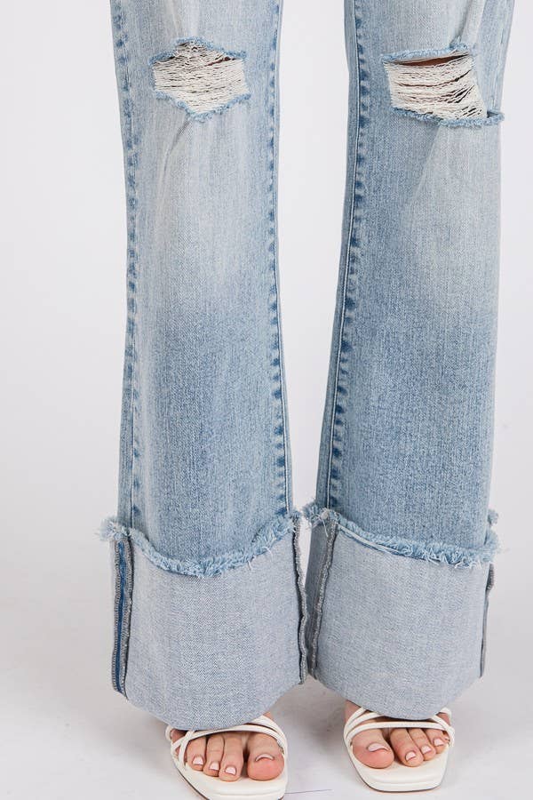 High Rise Stretch Cuffed Hem