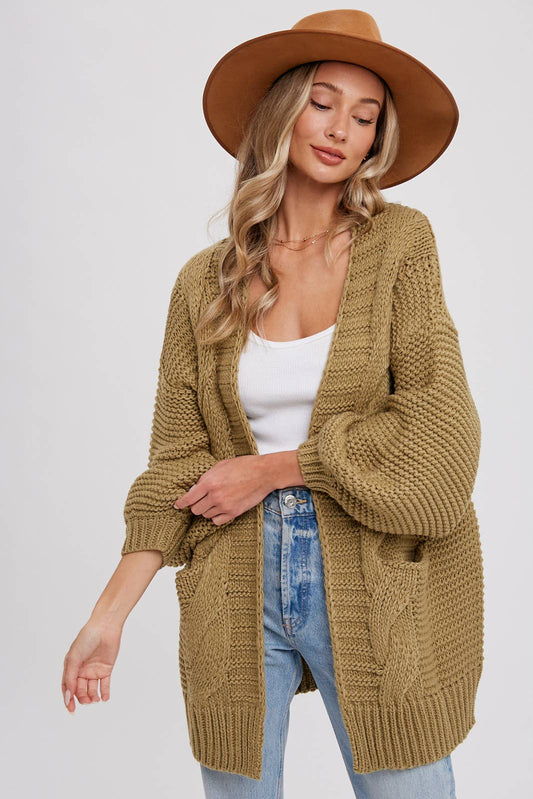 Olive Chunky Cardigan