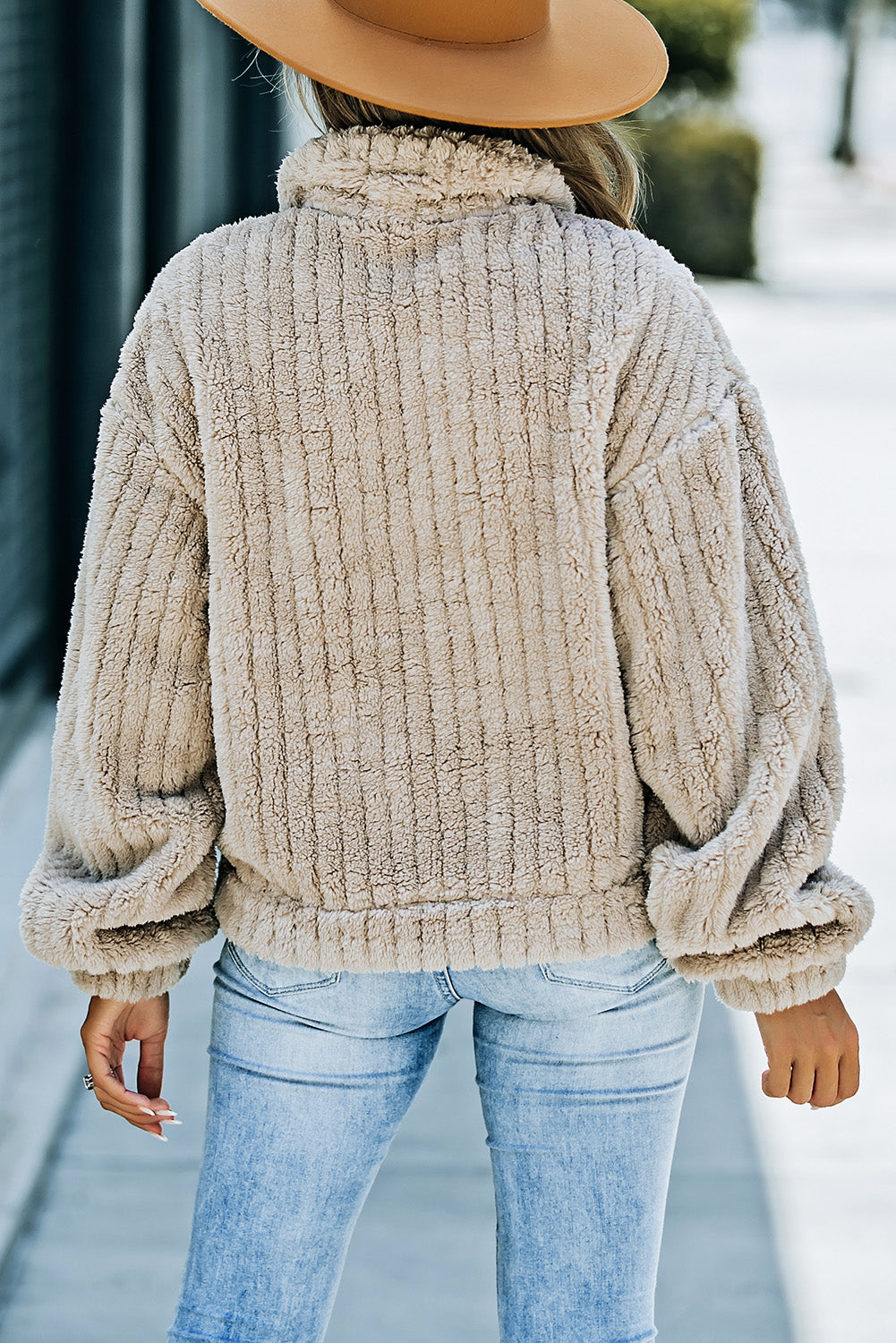 Beige Plush Fleece Jacket