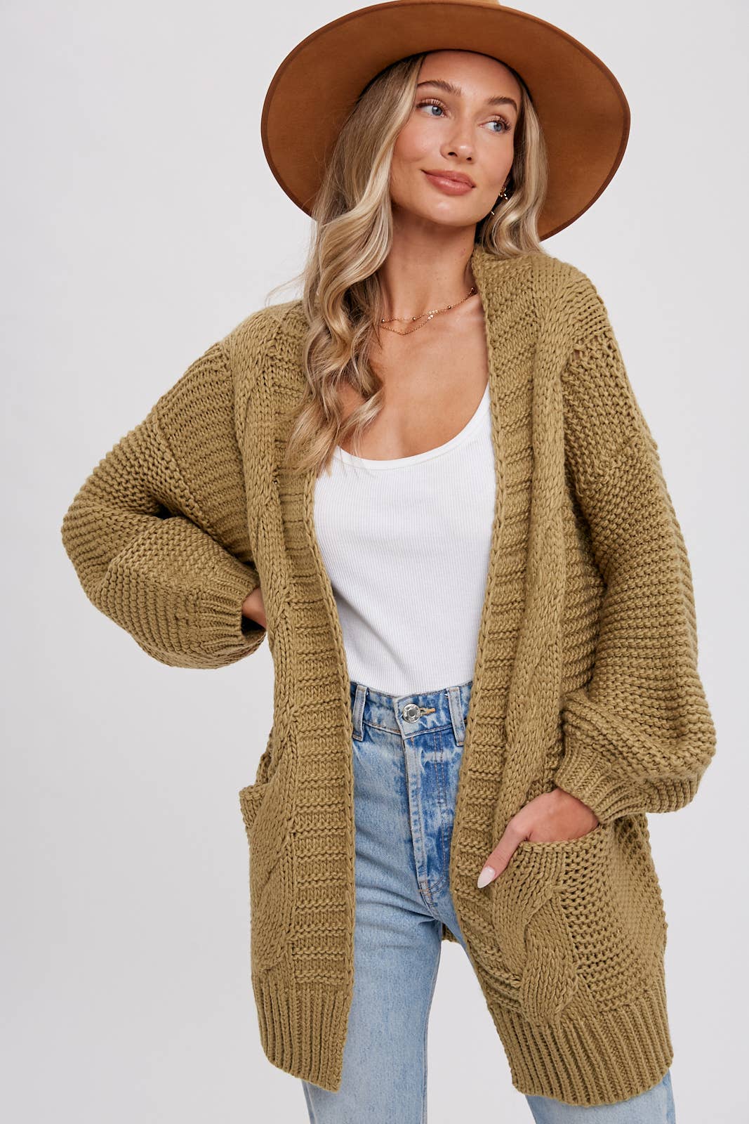 Olive Chunky Cardigan