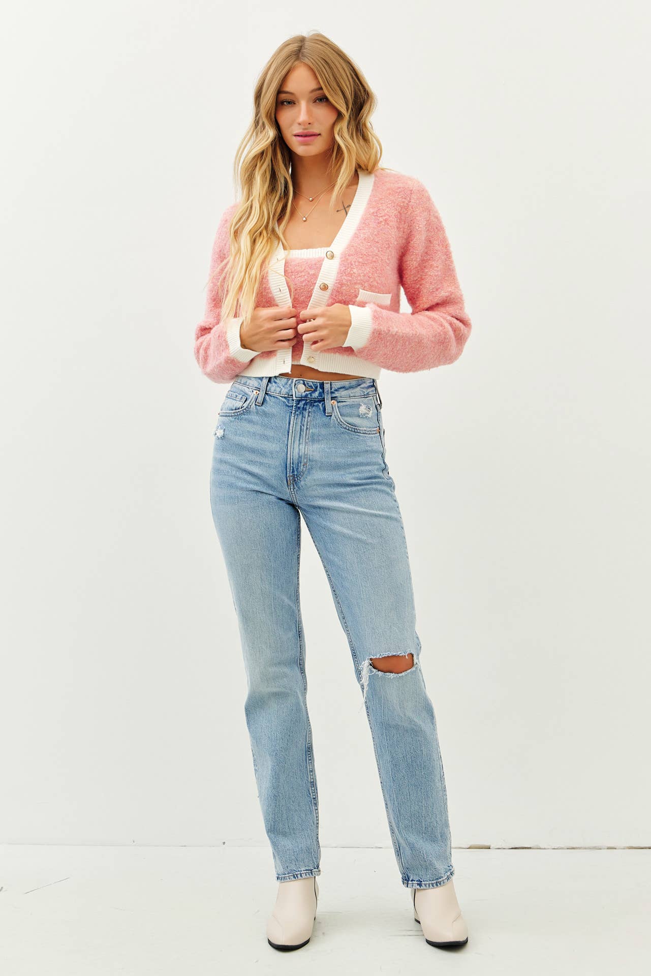 Pink Lily Tube & Cardigan