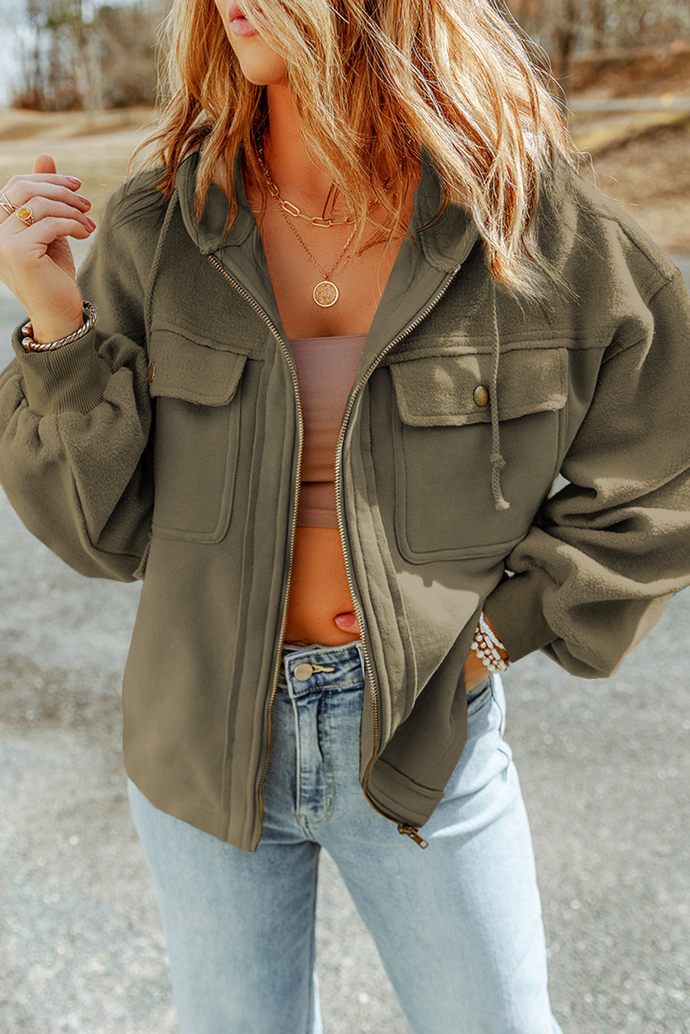 Green Pocket Zip Up