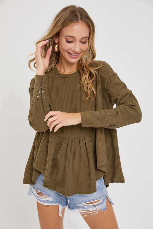 Olive Babydoll Top