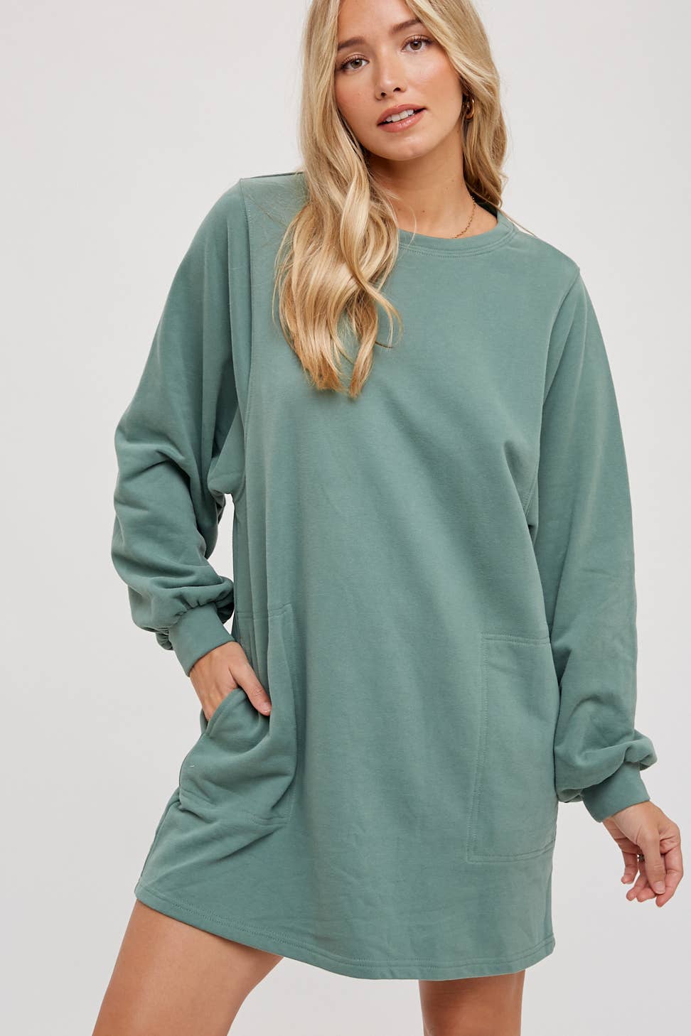 Fern Green French Terry Mini Dress