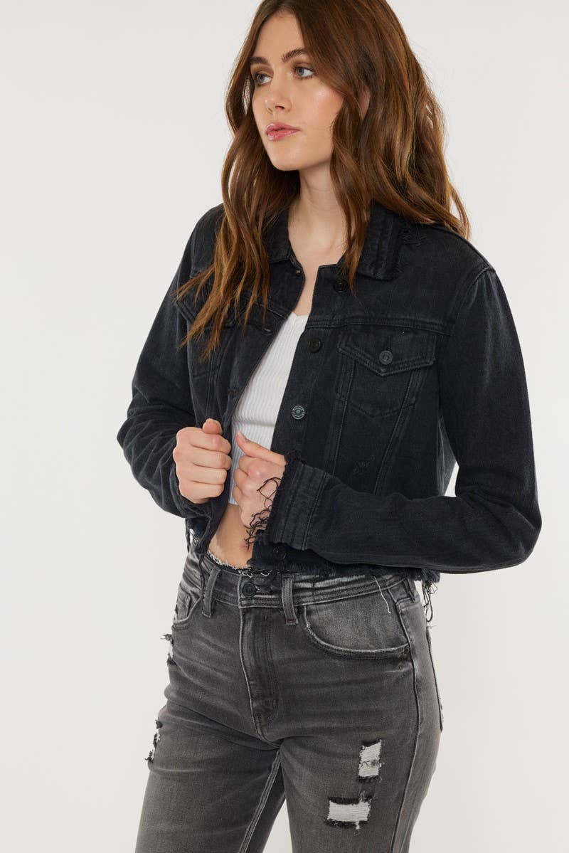 Black Fray Hem Jacket