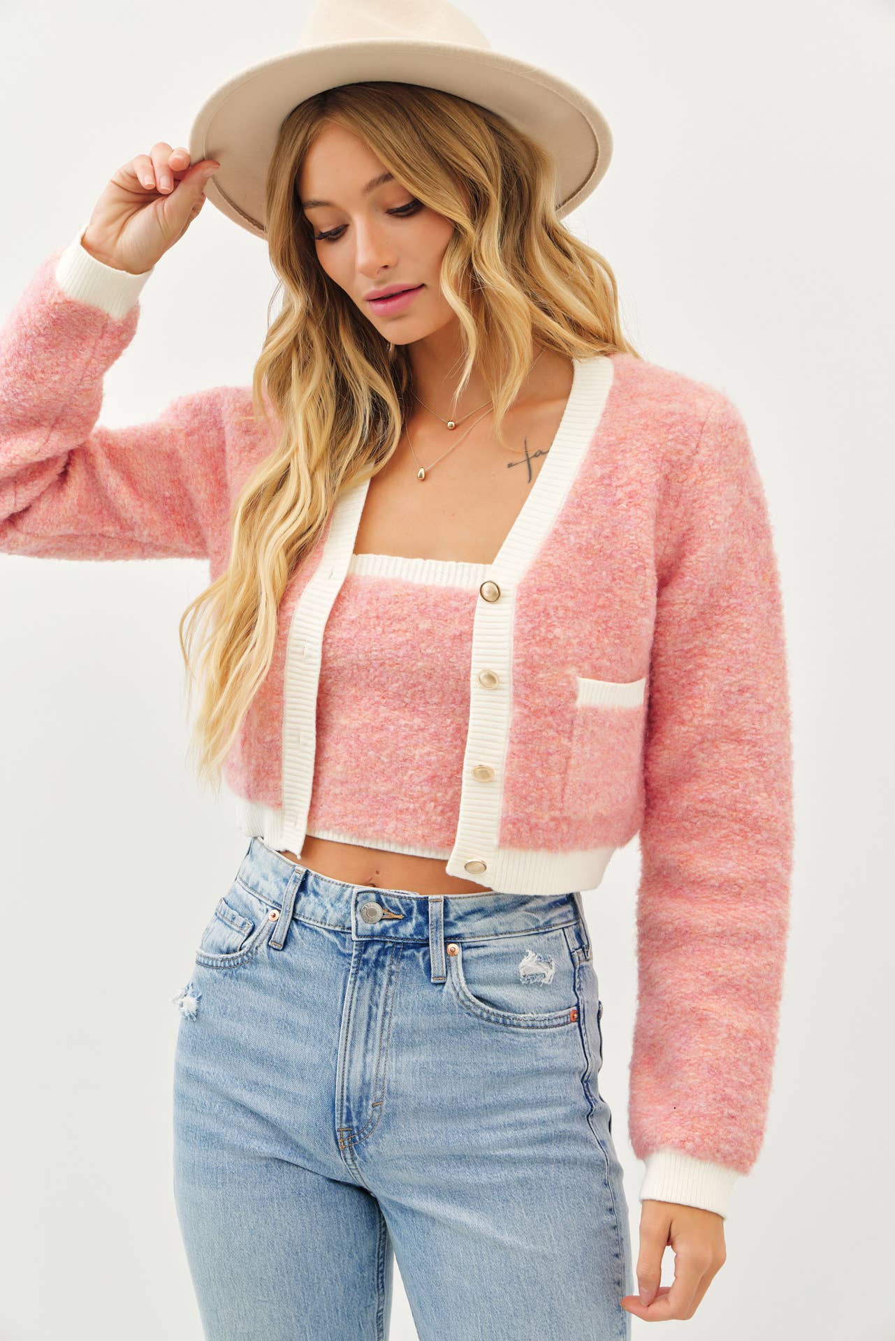 Pink Lily Tube & Cardigan