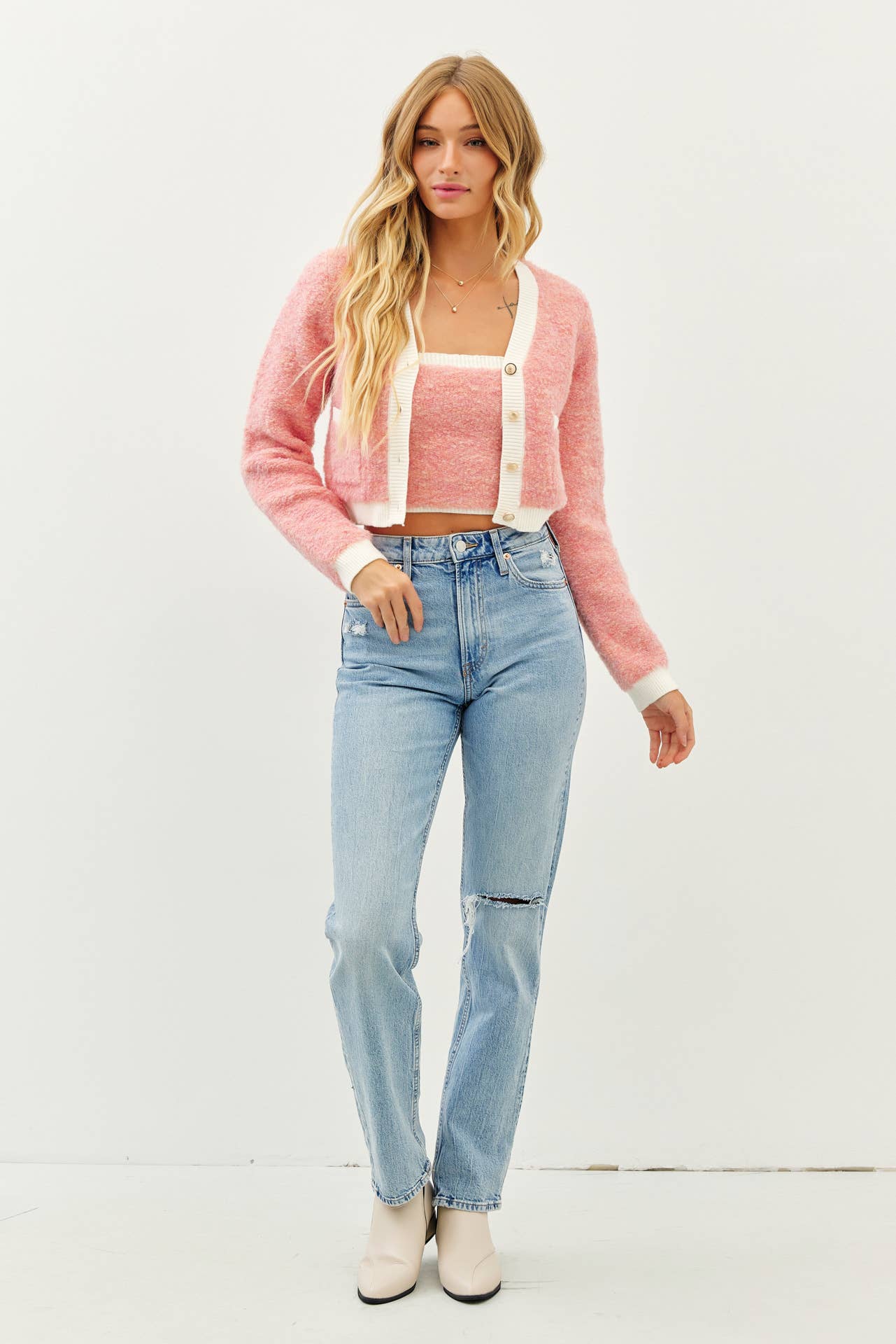 Pink Lily Tube & Cardigan