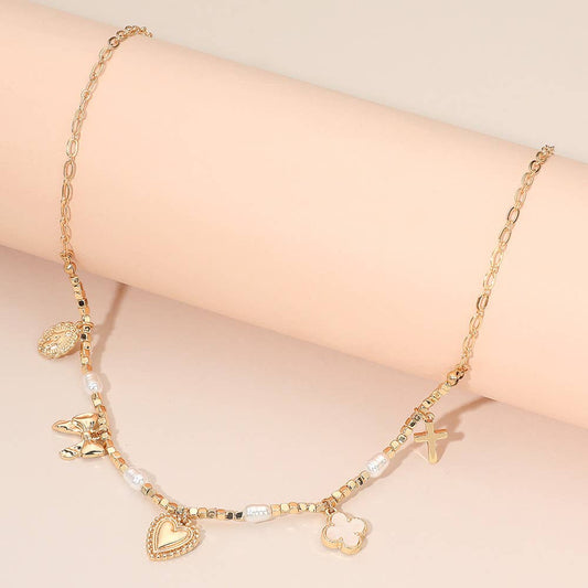 Bow Cross Charm Necklace