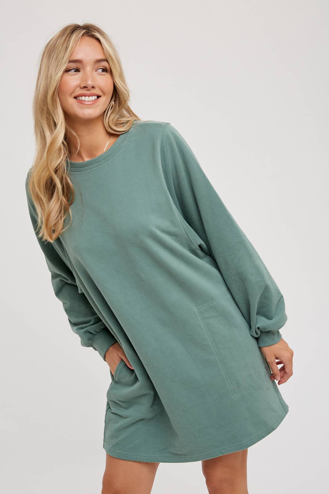 Fern Green French Terry Mini Dress