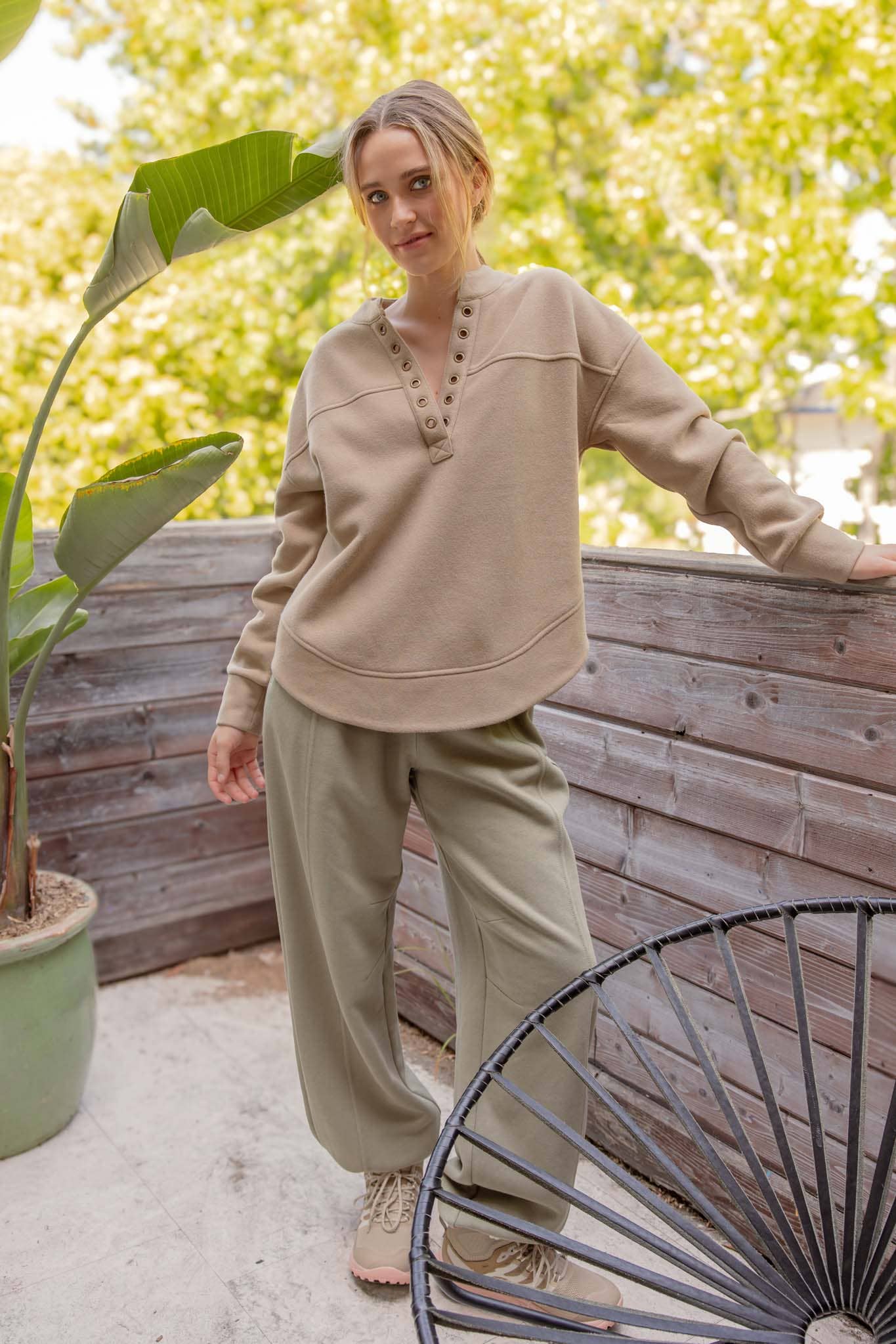 Taupe Spliced Long Sleeve