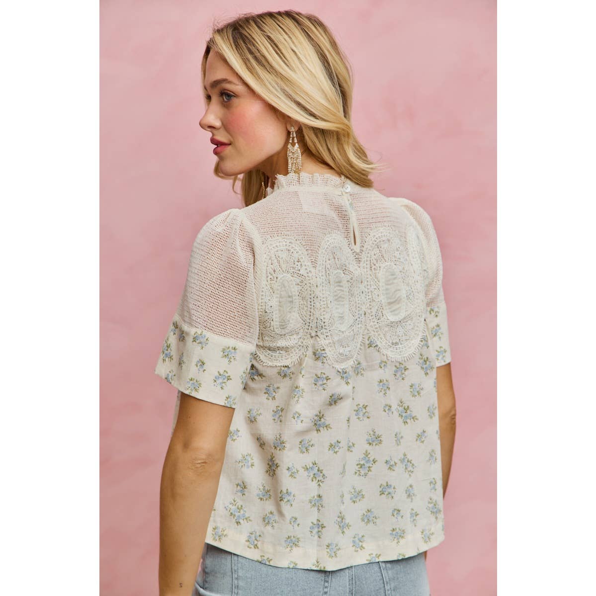 Blue Floral Print Blouse