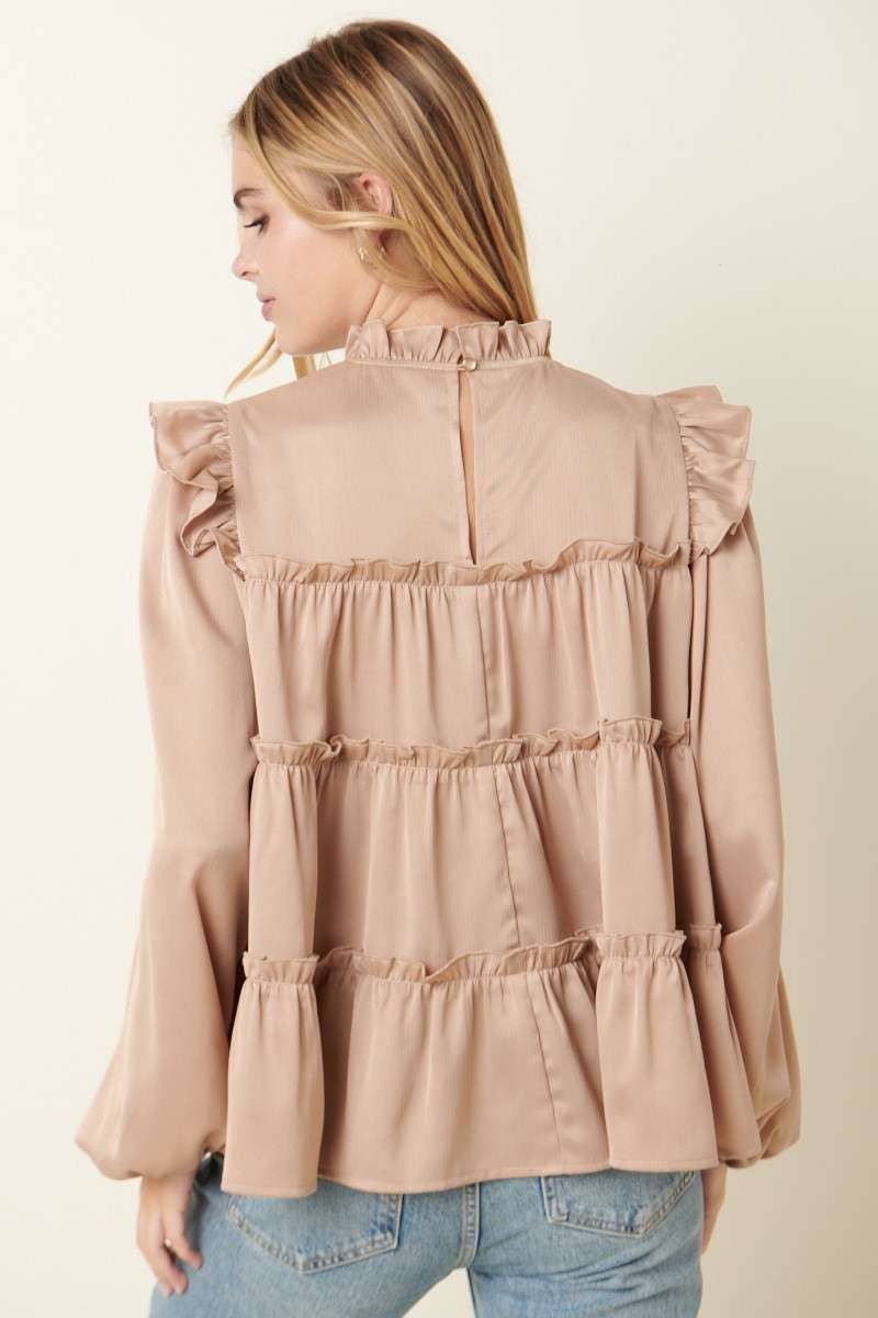 Stone Satin Tier Blouse