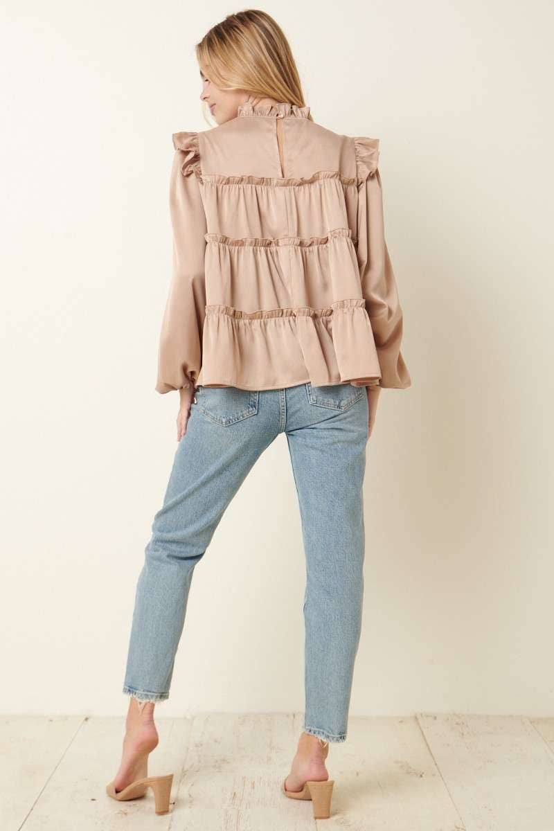 Stone Satin Tier Blouse