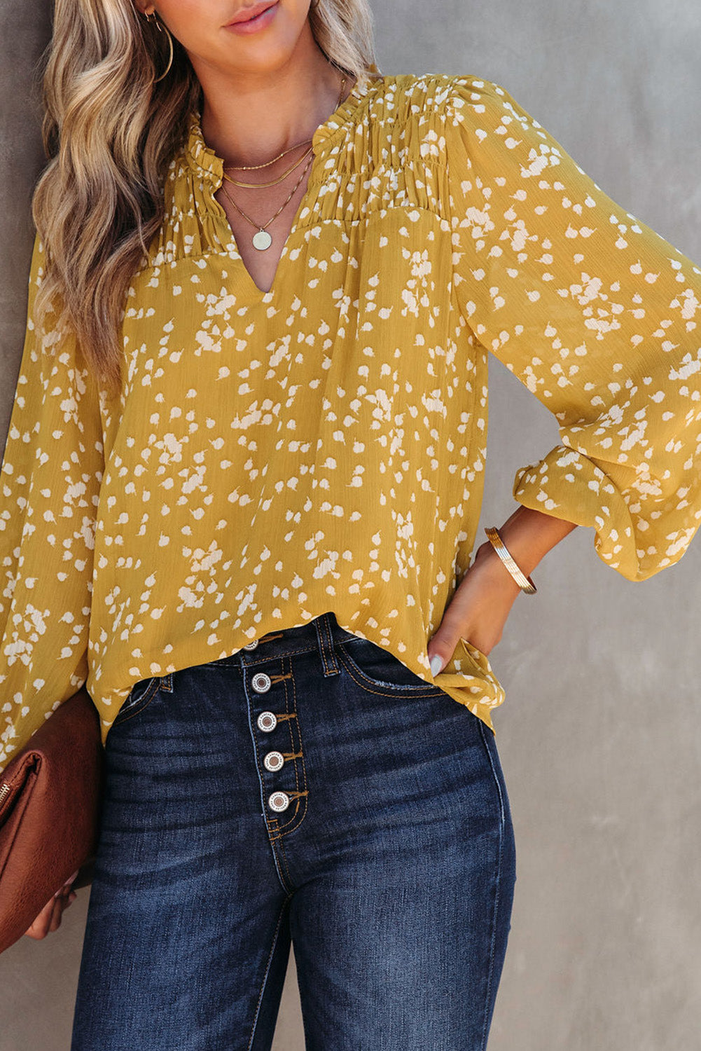 Yellow Crinkled Blouse