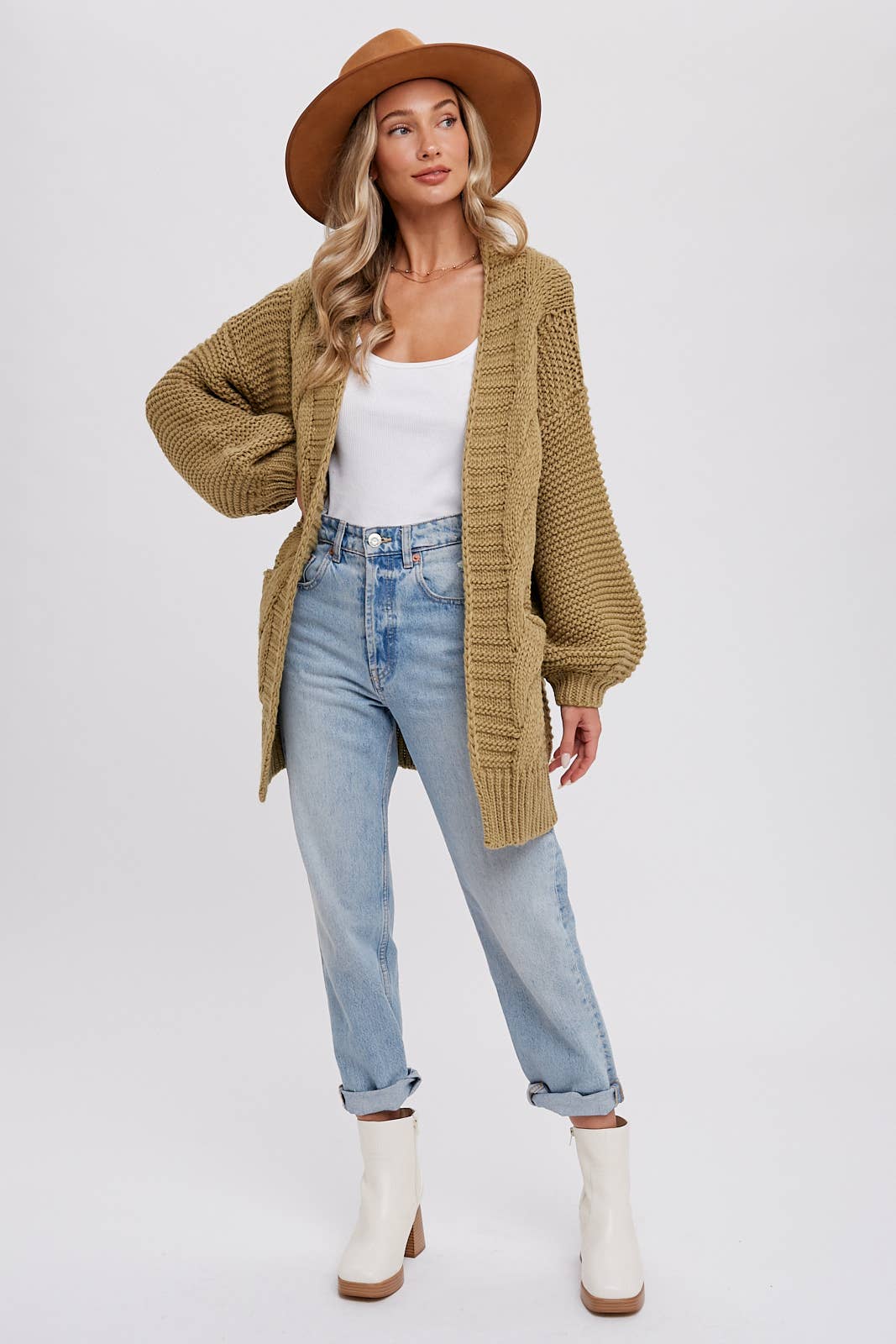 Olive Chunky Cardigan