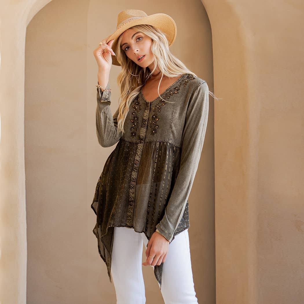 Stonewashed Women Top