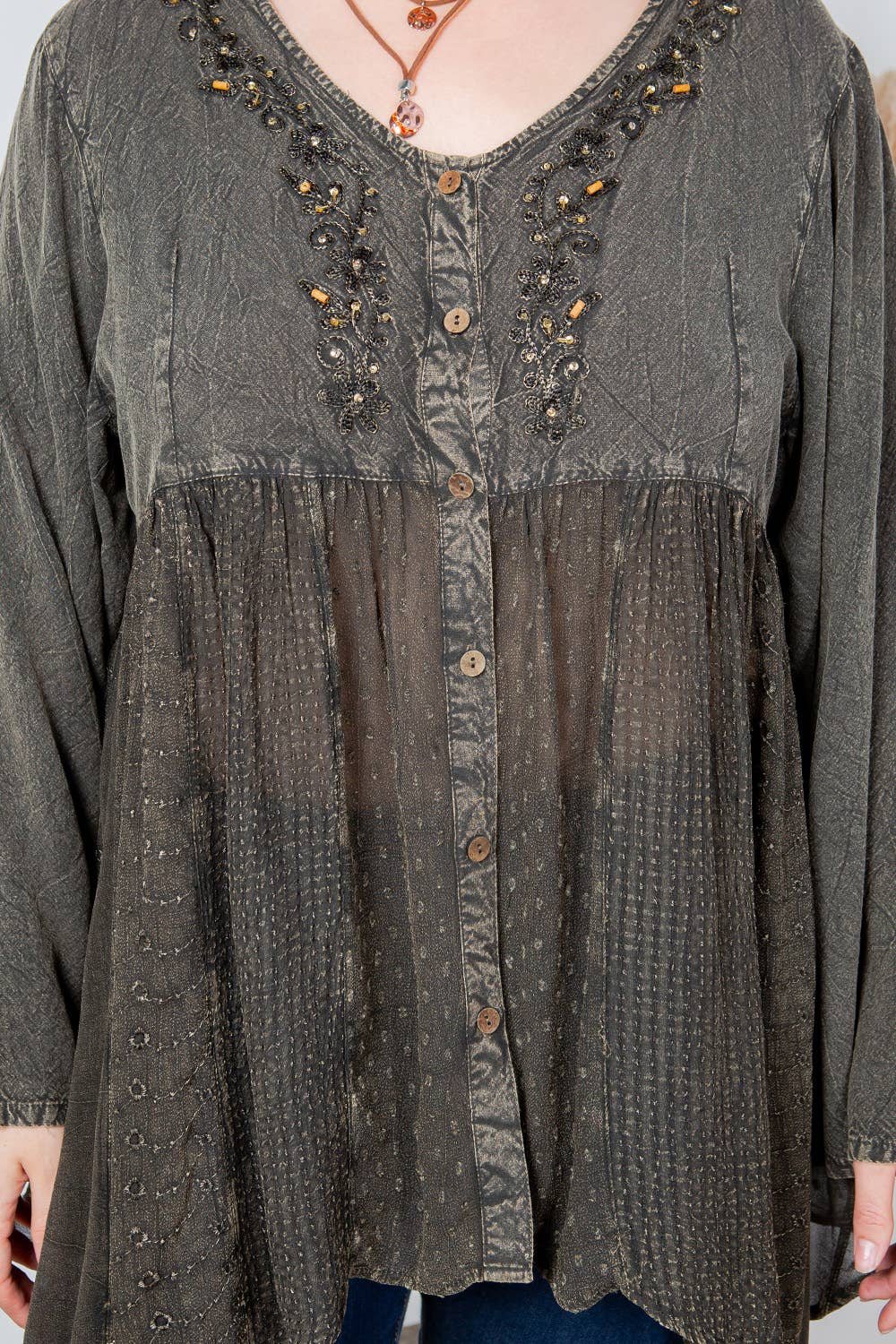 Stonewashed Women Top