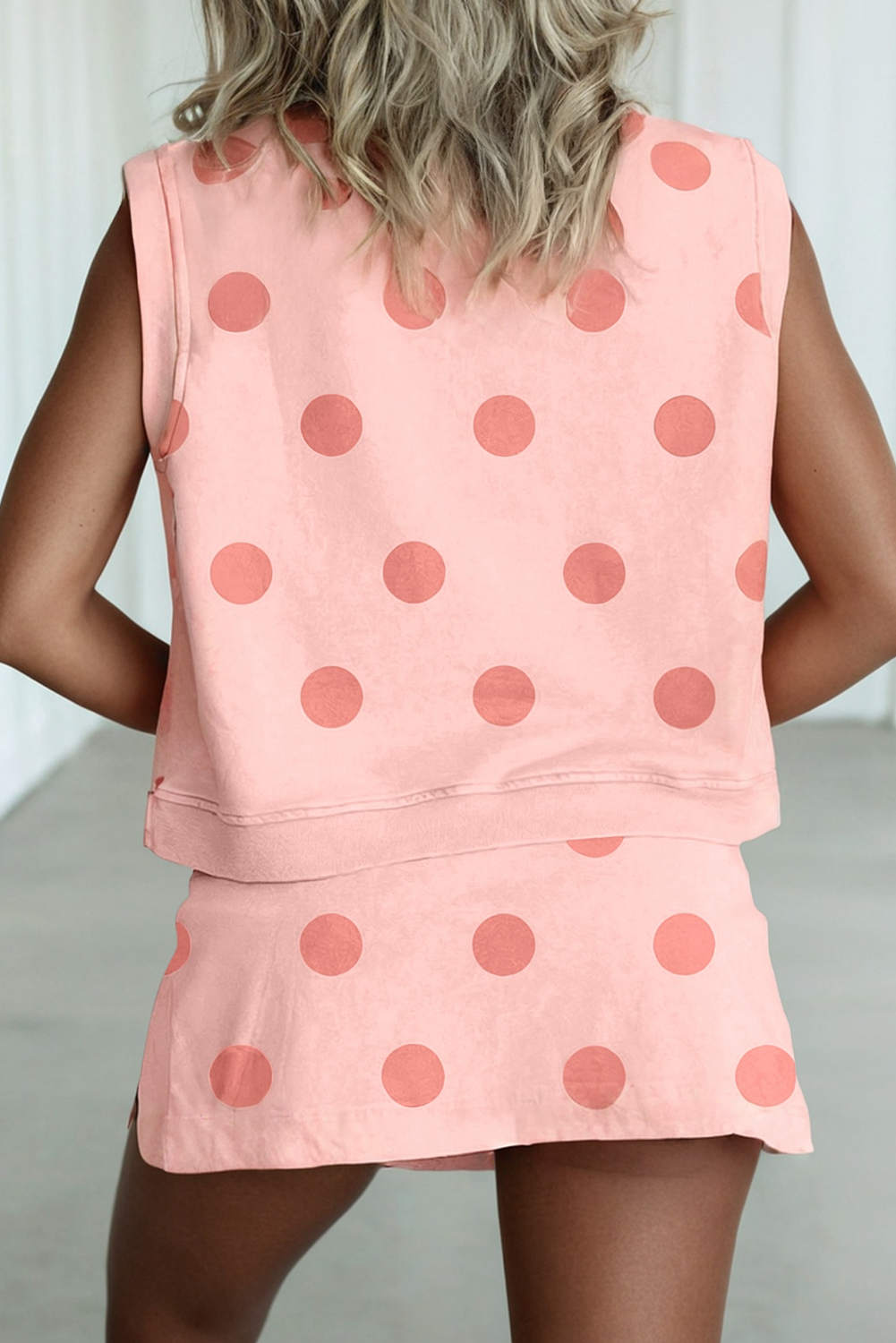 Pink Polka Dot Mini Skort Set