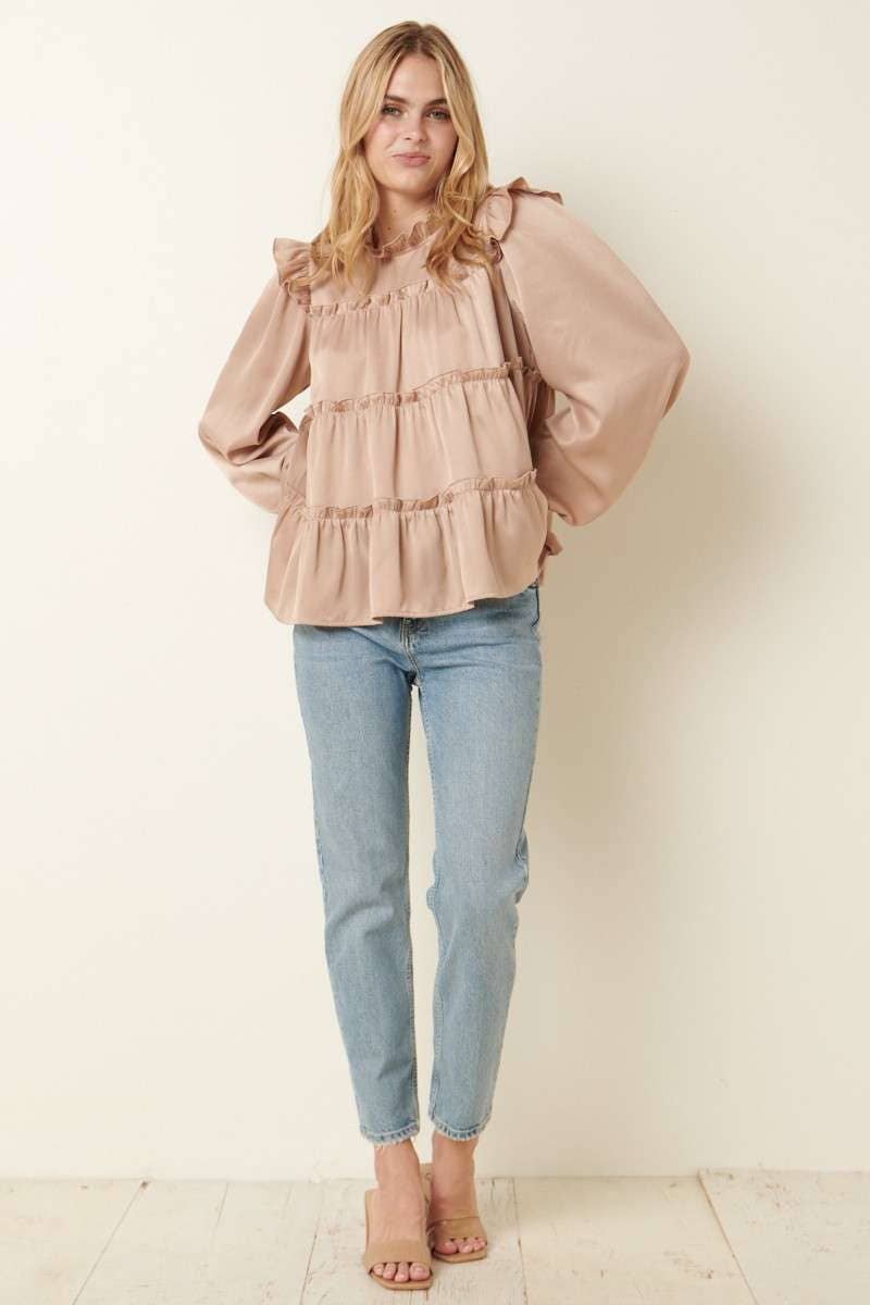 Stone Satin Tier Blouse